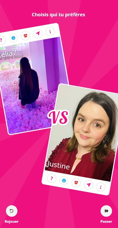 Interface de sélection de profils sur BeSexy